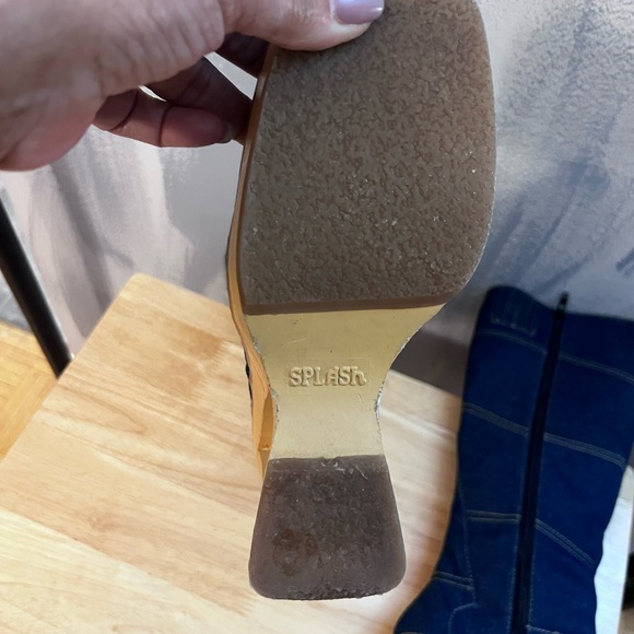 Vintage Splash Patchwork Denim Platform Wedge Boots. Y2K Statement.  Size 7 - Picture 7 of 14